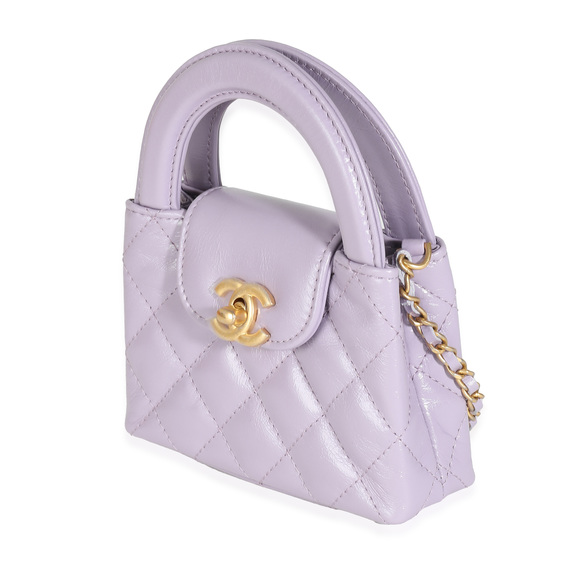 Chanel 24P Light Purple Quilted Shiny Aged Calfskin Mini Nano Kelly Shopper - Picture 4 of 8